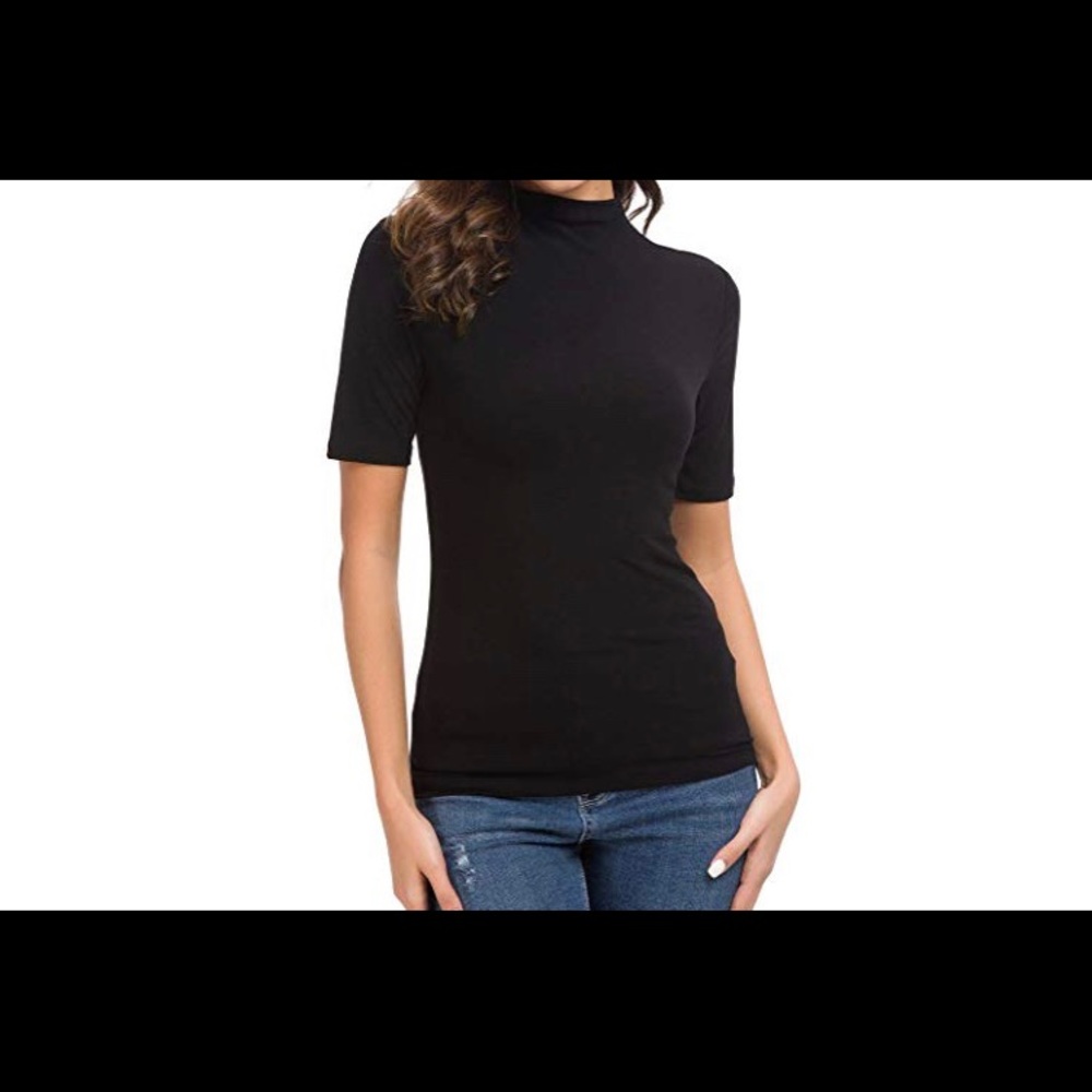 Womens Half Sleeve Mock Turtleneck